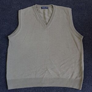 British Open Golf Sweater Vest Mens Large Green V Neck Wool Tight Knit Golf